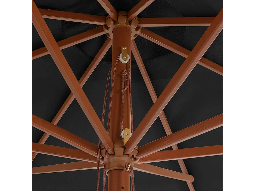 Parasol d'extérieur | Parasol de jardin avec mât en bois 350 cm Anthracite
