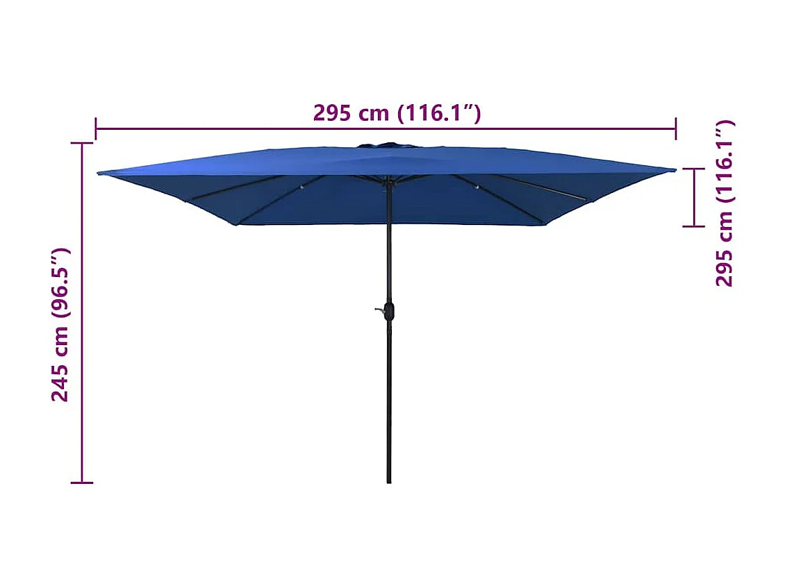 Parasol de jardin-Parasol d'extérieur Bleu et Noir 295 x 295 x 245 cm