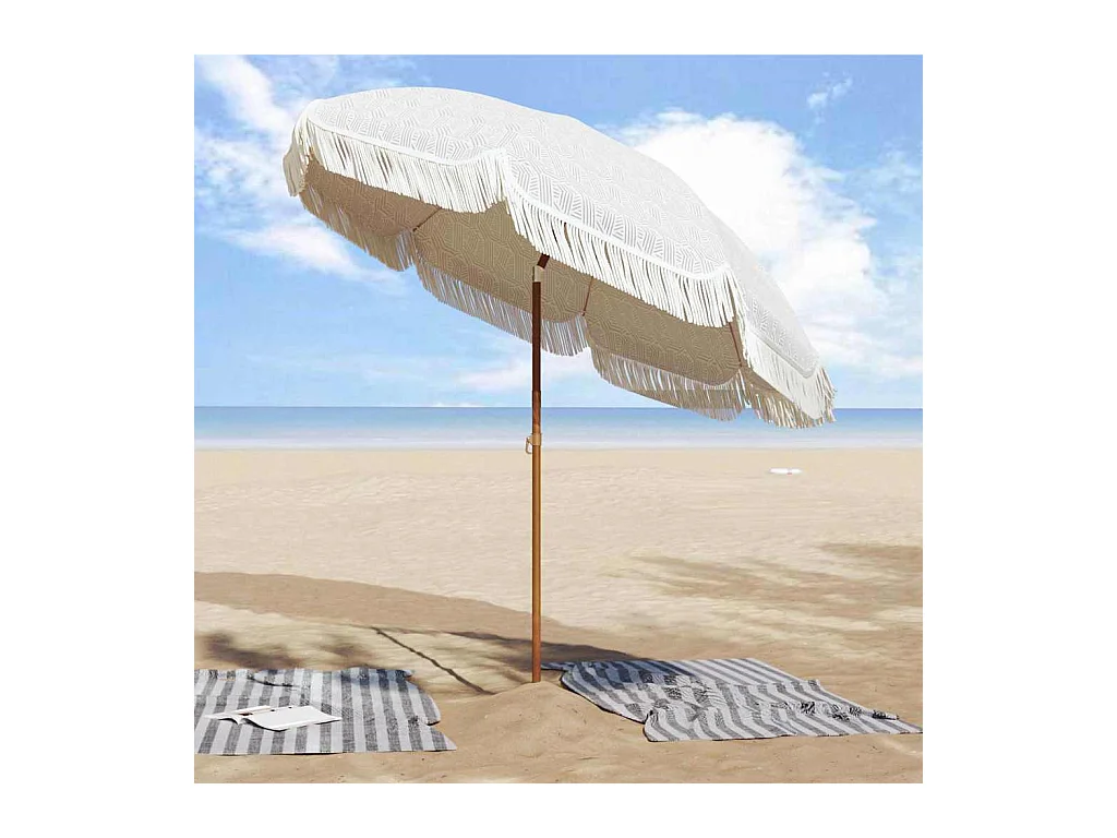 Parasol de jardin-Parasol Gris et blanc Ø 205 x 209 cm Acier