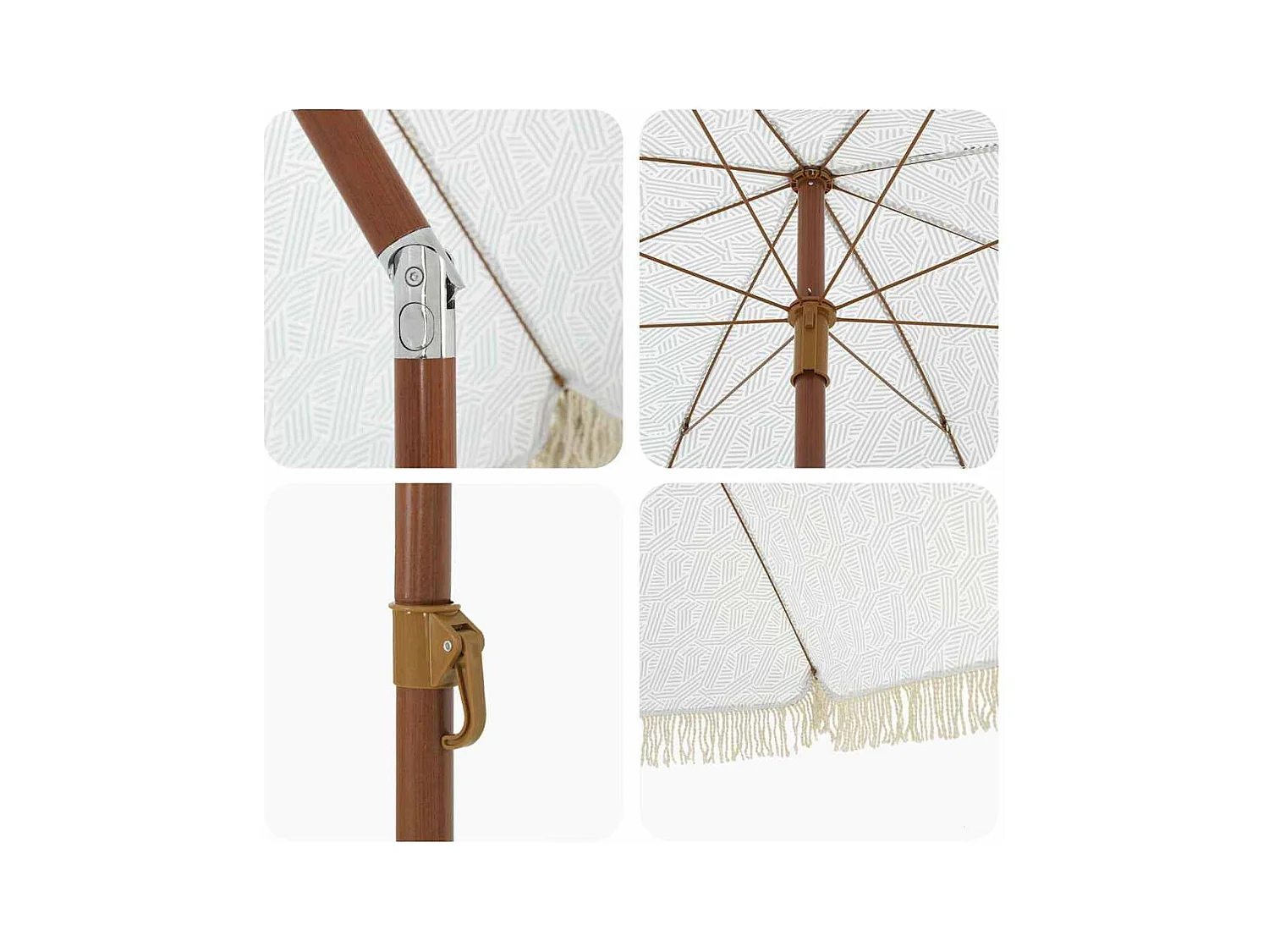 Parasol de jardin-Parasol Gris et blanc Ø 205 x 209 cm Acier