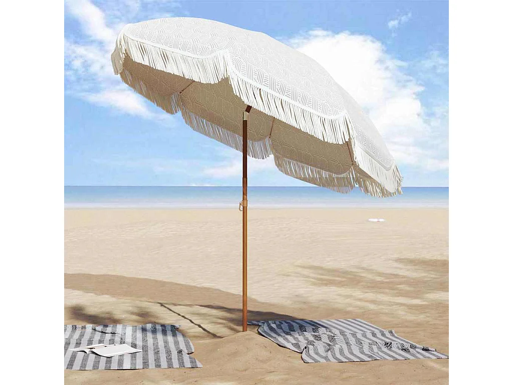 Parasol de jardin-Parasol Gris et blanc Ø 205 x 209 cm Acier