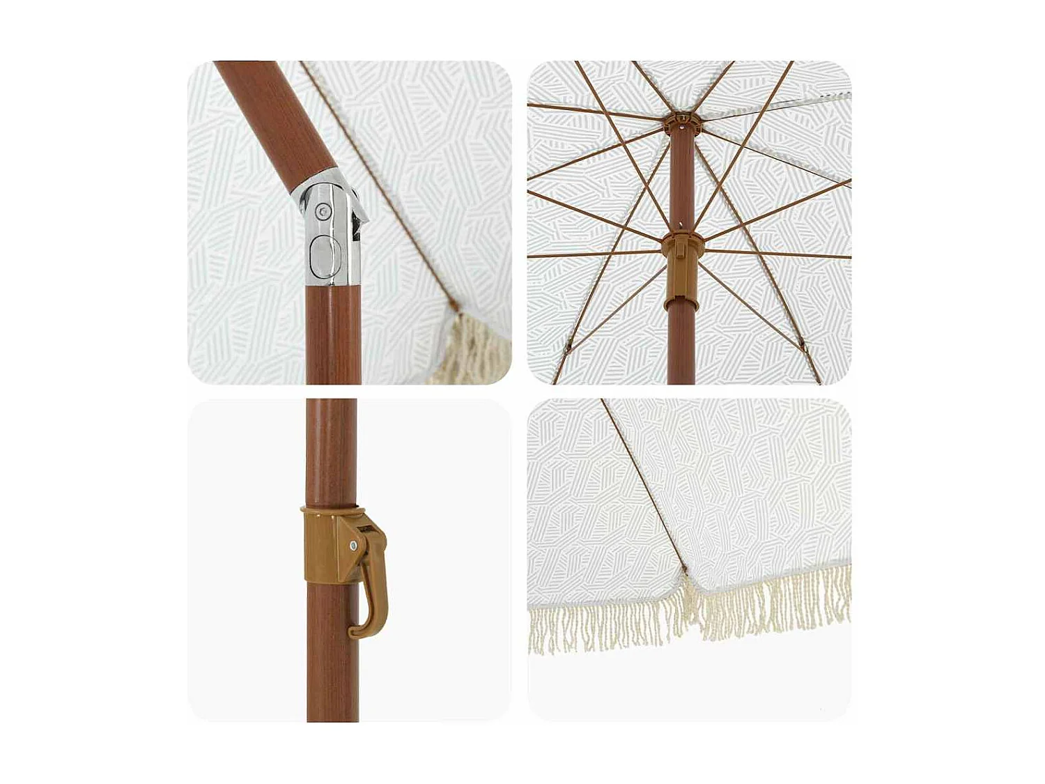 Parasol de jardin-Parasol Gris et blanc Ø 205 x 209 cm Acier