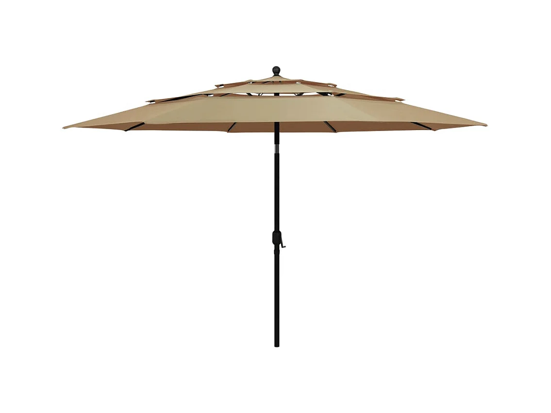 Parasol de jardin-Parasol à 3 niveaux  avec mât en aluminium taupe 3,5 m