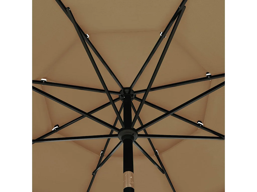 Parasol de jardin-Parasol à 3 niveaux  avec mât en aluminium taupe 3,5 m