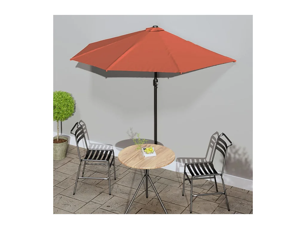 Parasol de jardin-Parasol de balcon et mât en aluminium Terre cuite 270x144x222cm