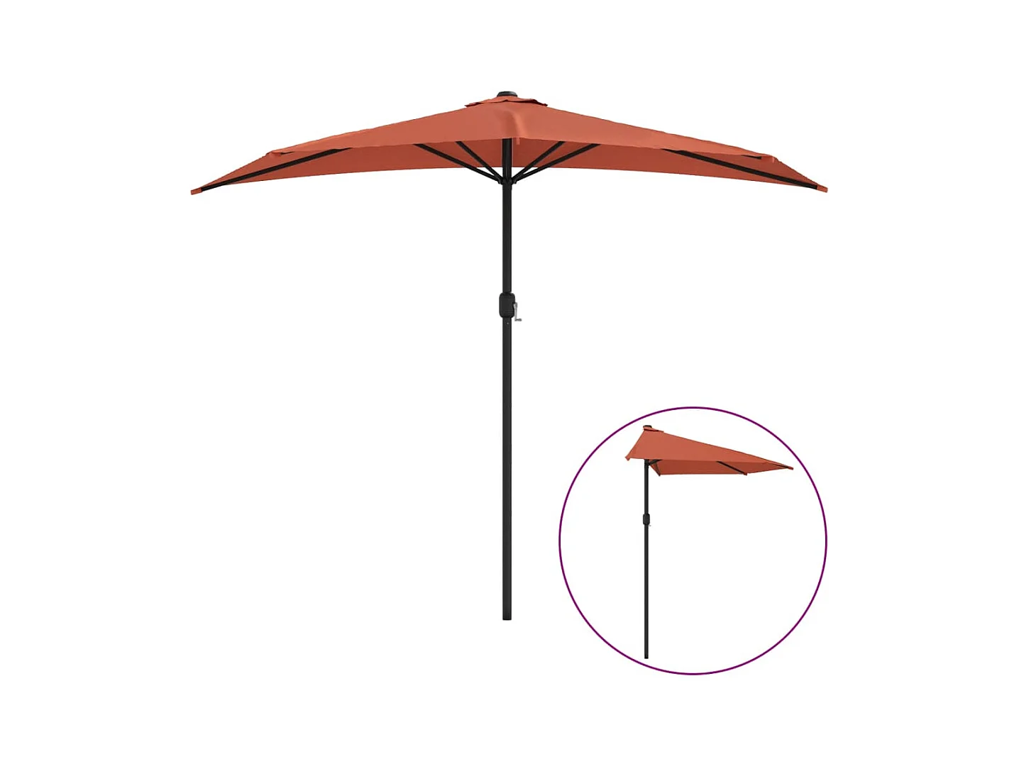Parasol de jardin-Parasol de balcon et mât en aluminium Terre cuite 270x144x222cm