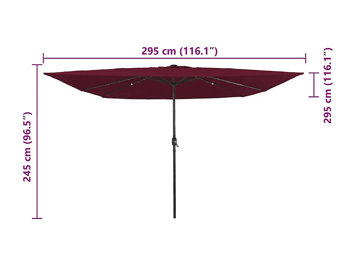 Parasol de jardin-Parasol d'extérieur Rouge et Noir 295 x 295 x 245 cm