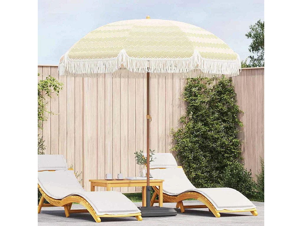 Parasol de jardin-Parasol Jaune et blanc Ø 205 x 209 cm Acier