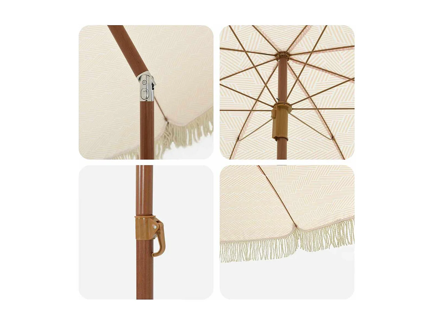 Parasol de jardin-Parasol Jaune et blanc Ø 205 x 209 cm Acier