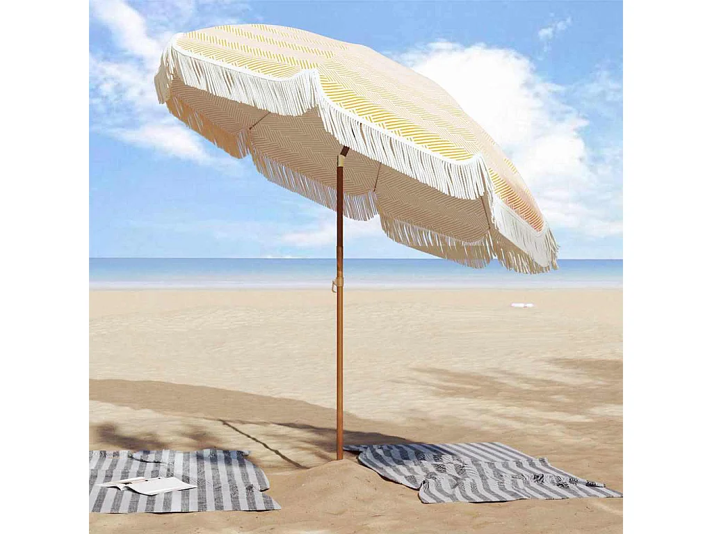 Parasol de jardin-Parasol Jaune et blanc Ø 205 x 209 cm Acier