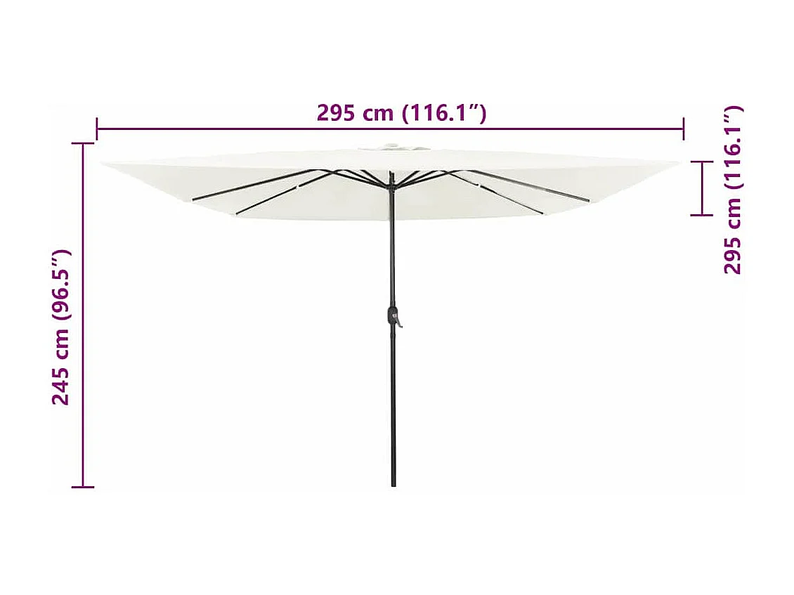 Parasol de jardin-Parasol d'extérieur Blanc et Noir 295 x 295 x 245 cm