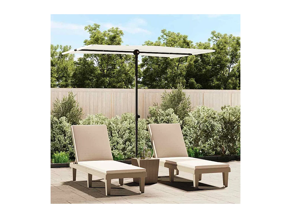 Parasol de jardin-Parasol d'extérieur avec mât en aluminium 2x1,5 m Blanc sable