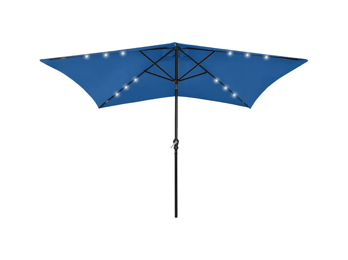 Parasol de jardin-Parasol d'extérieur avec LED et mât en acier bleu azuré 2x3 m