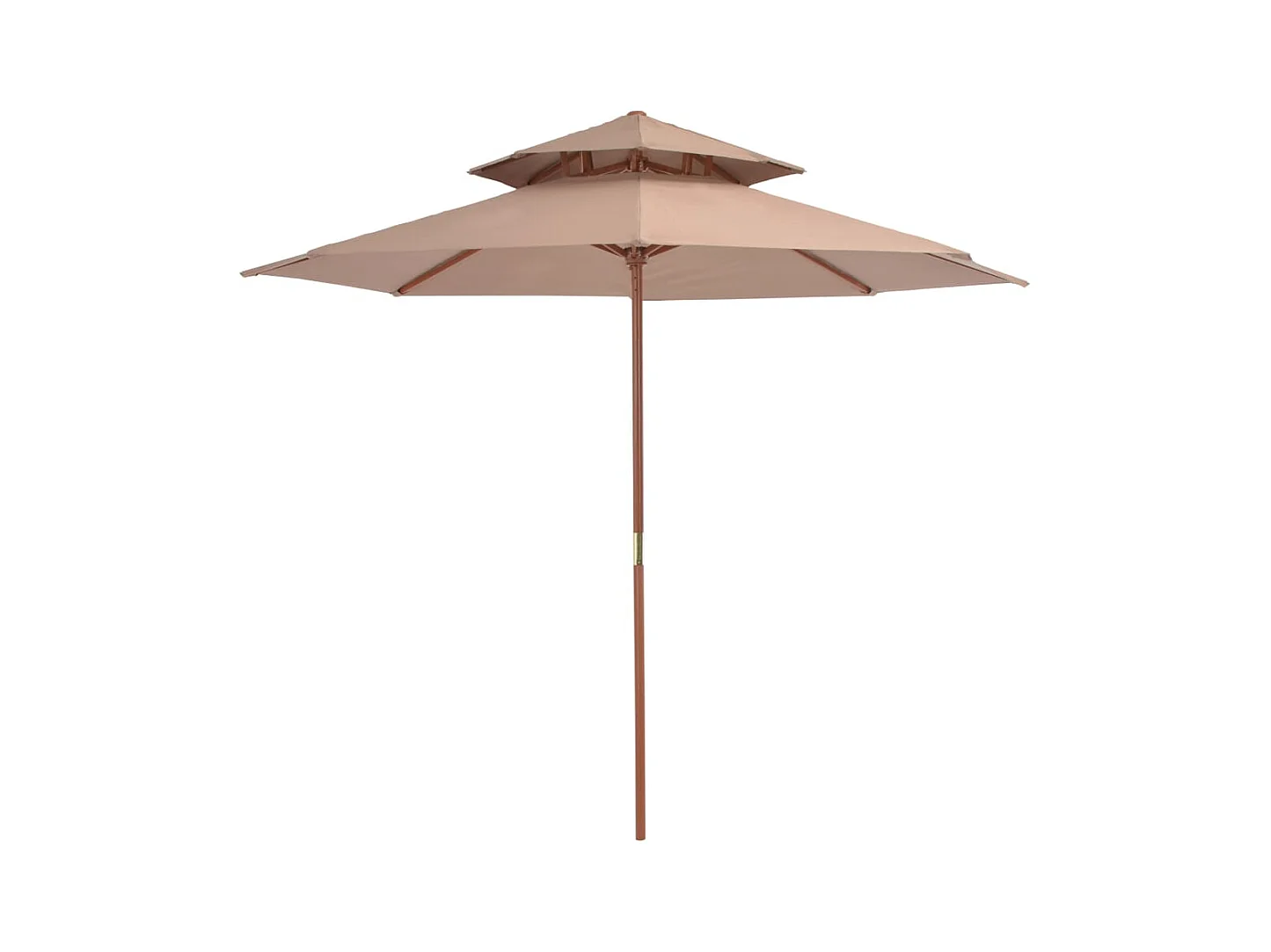 Parasol de jardin à deux étages avec mât en bois 270 cm taupe