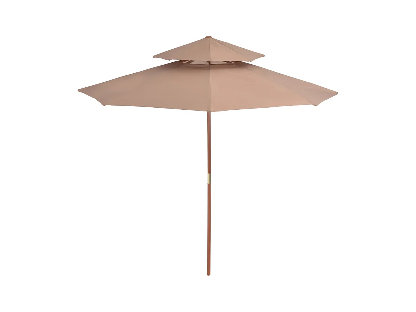 Parasol de jardin à deux étages avec mât en bois 270 cm taupe