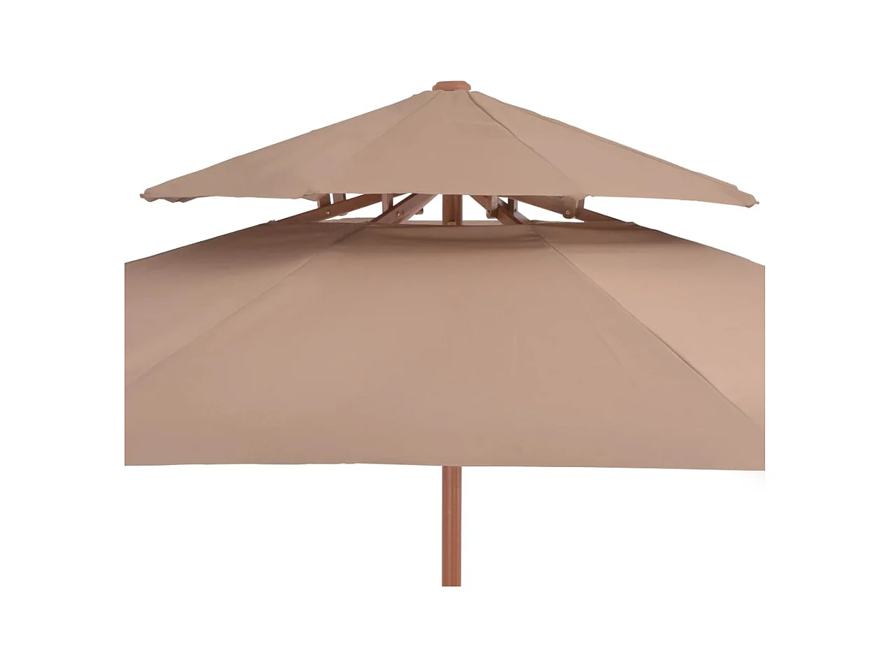 Parasol de jardin à deux étages avec mât en bois 270 cm taupe