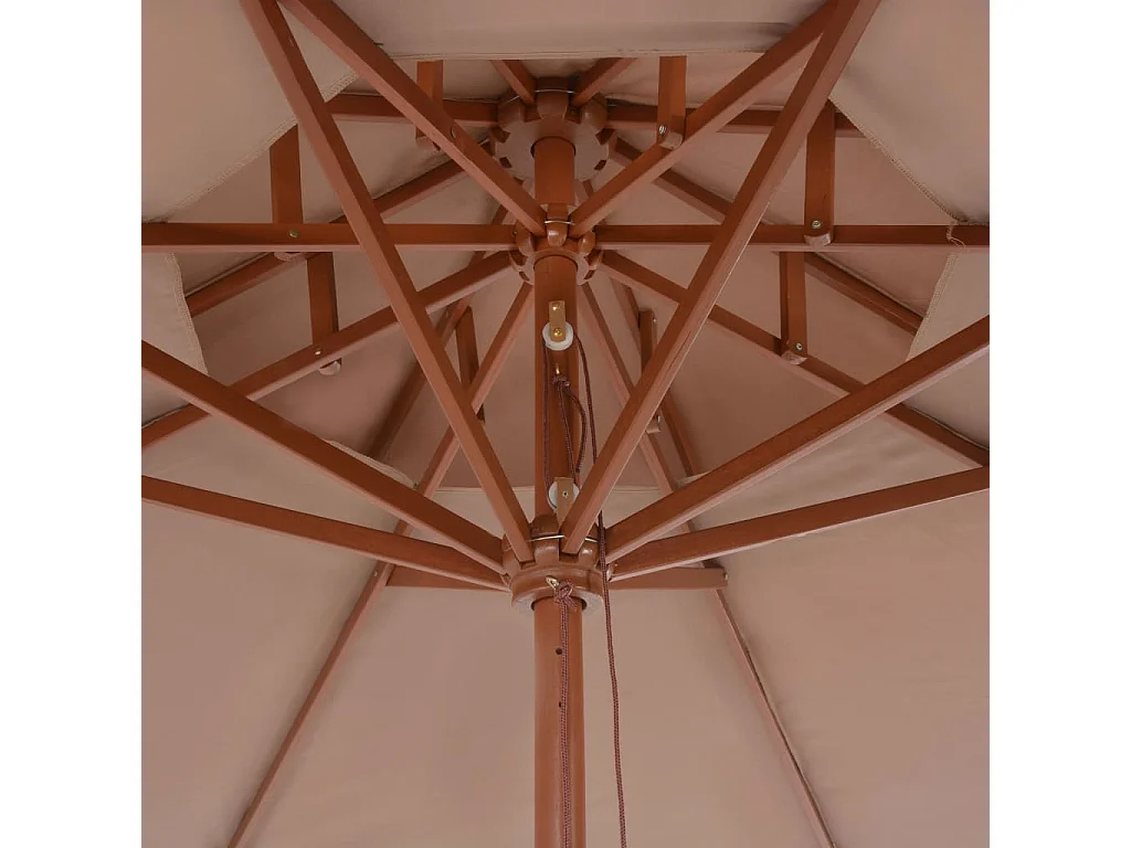 Parasol de jardin à deux étages avec mât en bois 270 cm taupe
