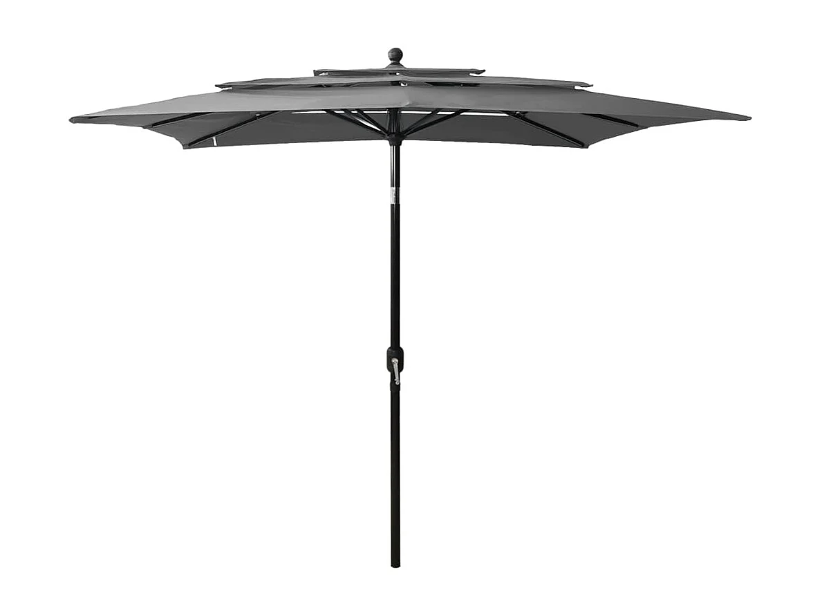 Parasol de jardin-Parasol à 3 niveaux  avec mât en aluminium anthracite