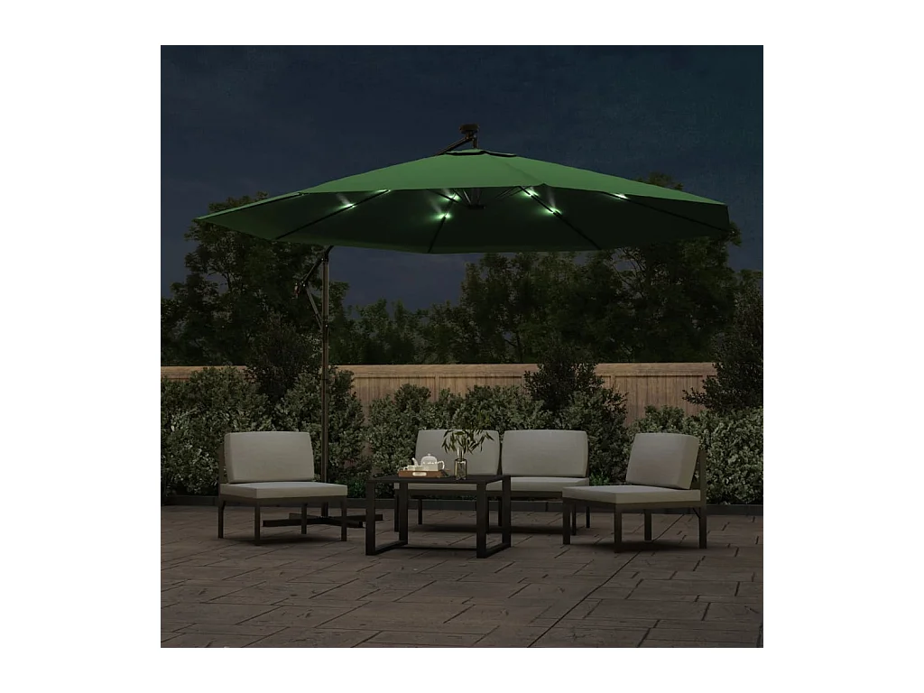 Parasol de jardin-Parasol d'extérieur en porte-à-feux et lumières LED mât en métal