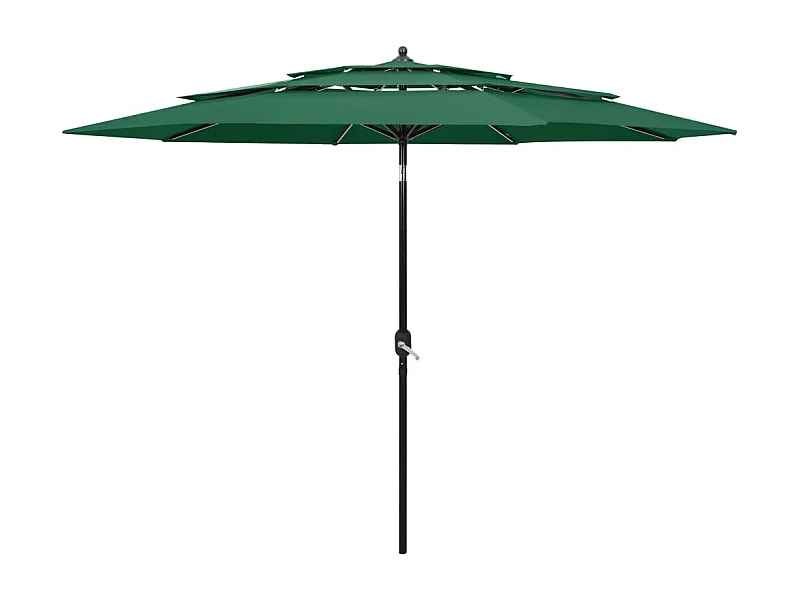 Parasol de jardin-Parasol à 3 niveaux  avec mât en aluminium vert 3 m