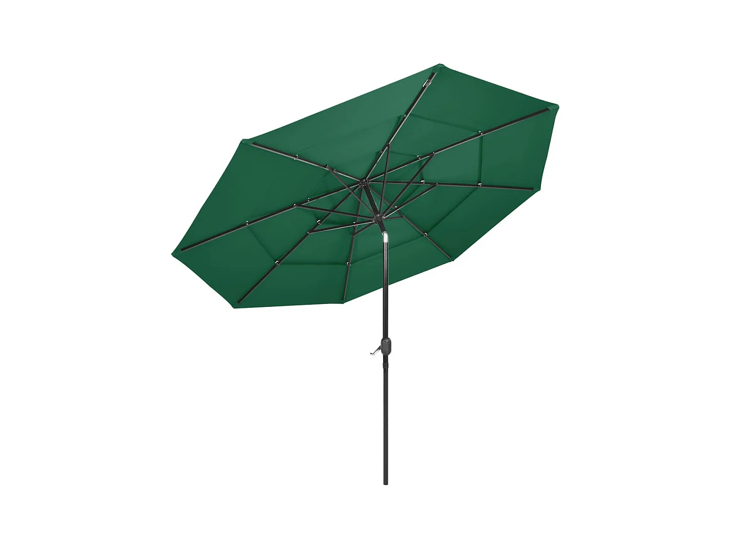 Parasol de jardin-Parasol à 3 niveaux  avec mât en aluminium vert 3 m