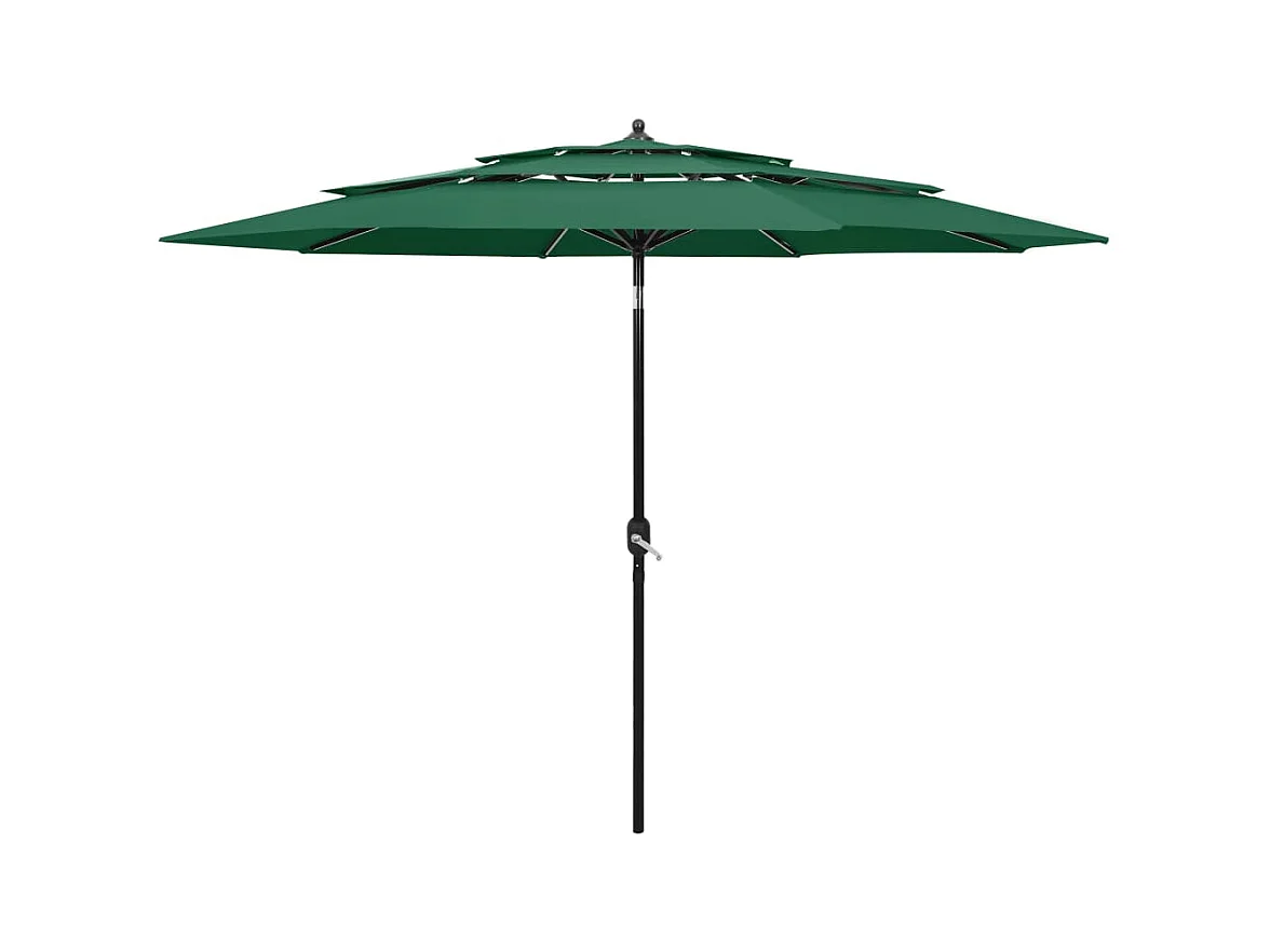 Parasol de jardin-Parasol à 3 niveaux  avec mât en aluminium vert 3 m