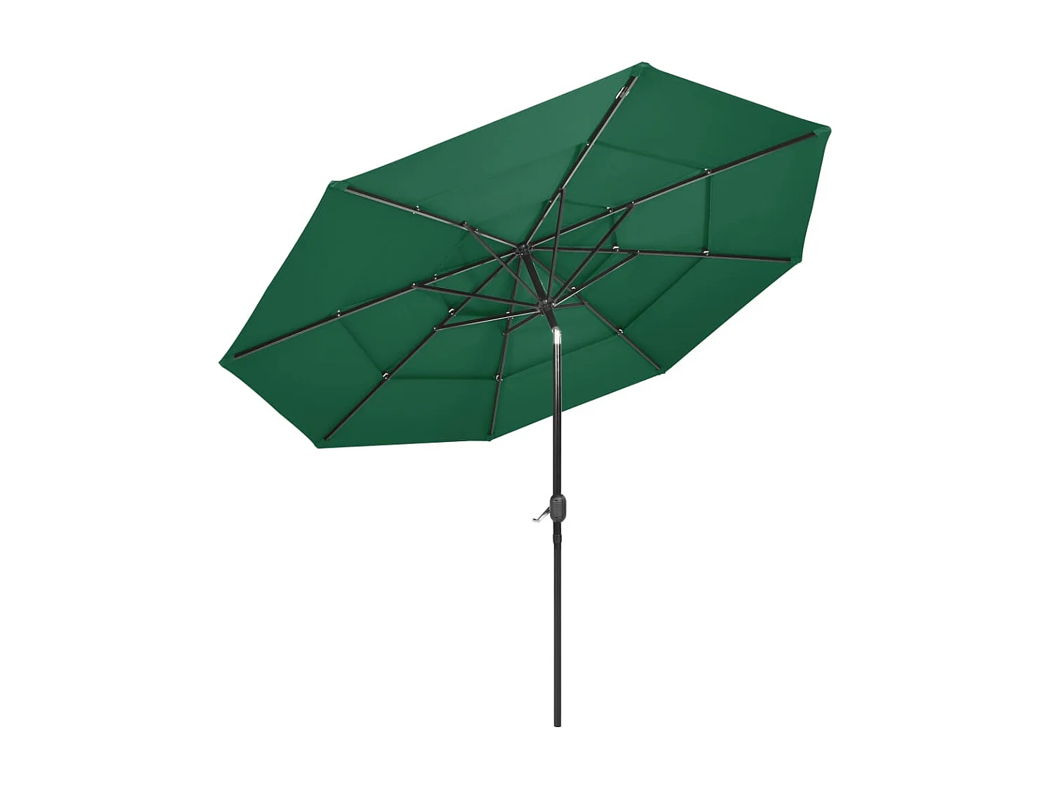 Parasol de jardin-Parasol à 3 niveaux  avec mât en aluminium vert 3 m
