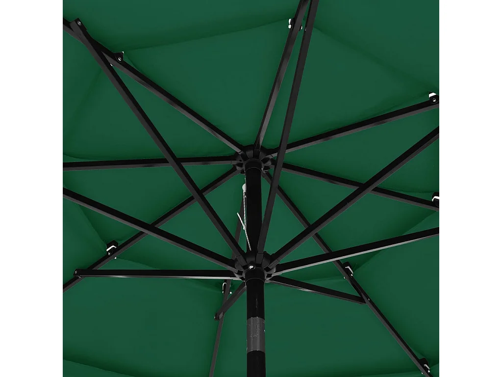 Parasol de jardin-Parasol à 3 niveaux  avec mât en aluminium vert 3 m
