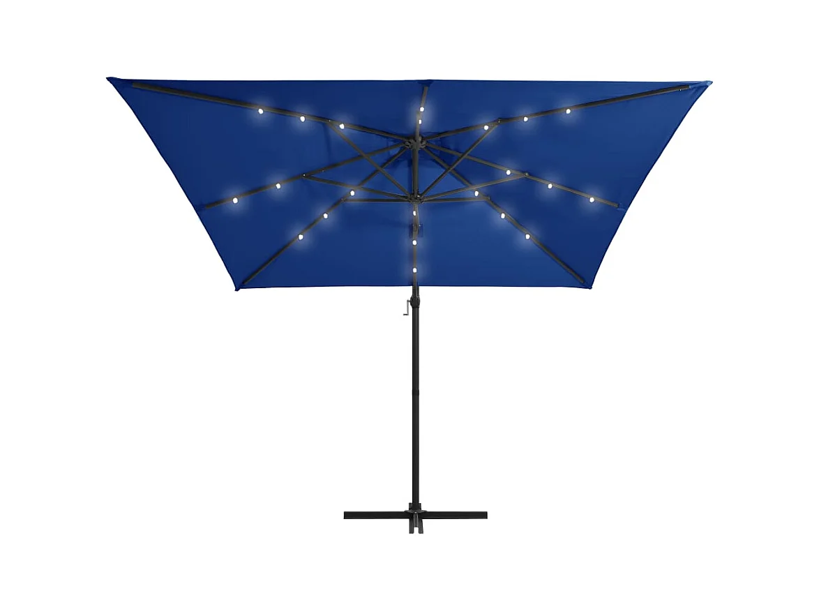 Parasol de jardin-Parasol d'extérieur en porte-à-faux lumières LED et mât en acier