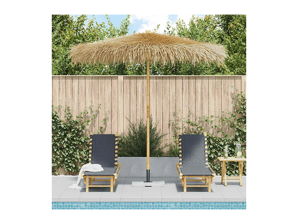 Parasol de jardin en bambou avec toit en feuille de bananier 210 cm