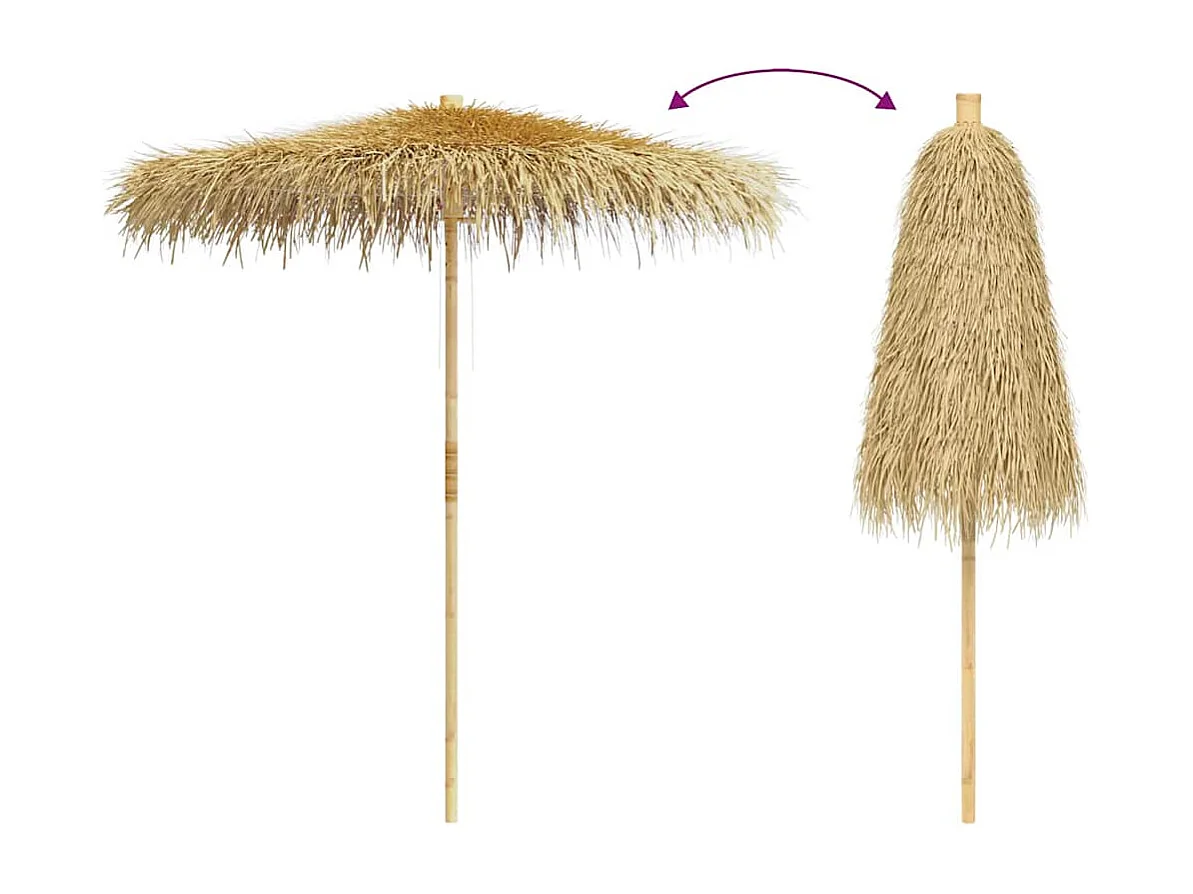 Parasol de jardin en bambou avec toit en feuille de bananier 210 cm