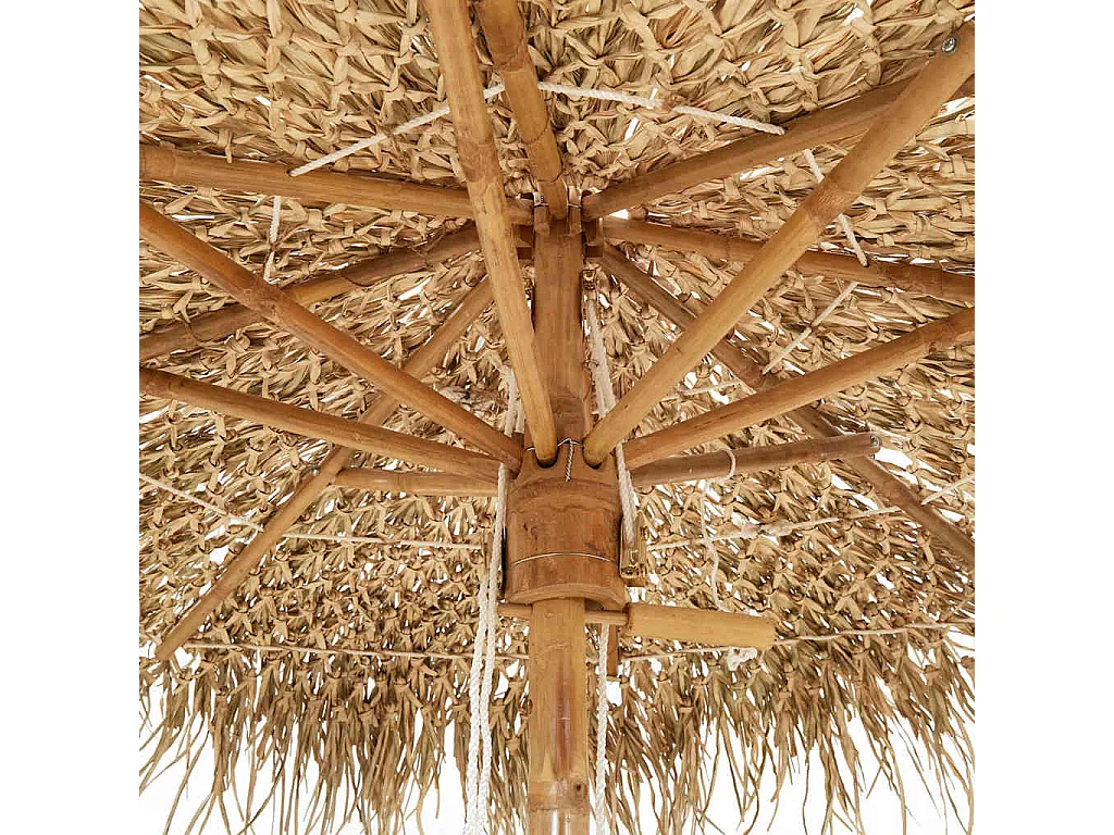 Parasol de jardin en bambou avec toit en feuille de bananier 210 cm