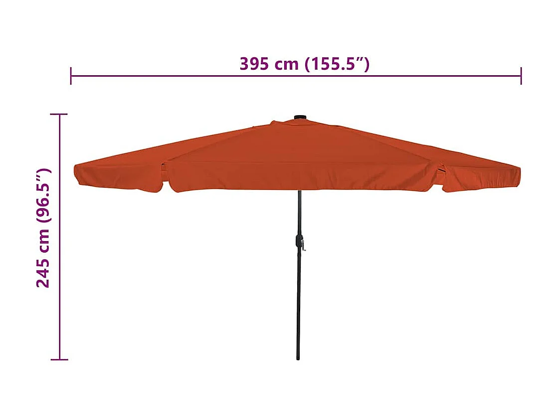 Parasol de jardin-Parasol d'extérieur Rouge et Noir 395 x 395 x 245 cm