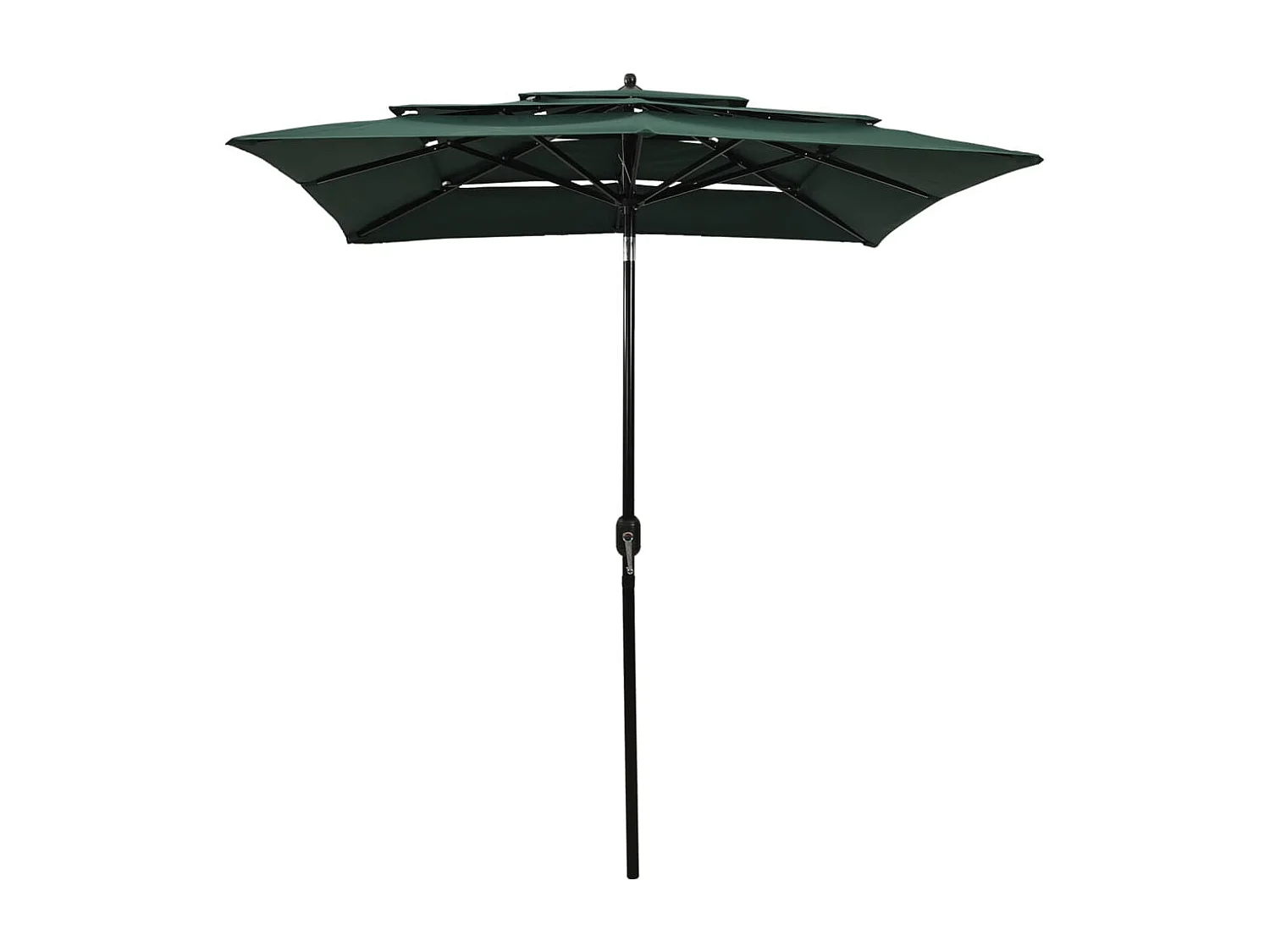 Parasol de jardin-Parasol à 3 niveaux  avec mât en aluminium vert 2x2 m