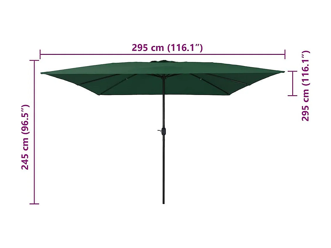Parasol de jardin-Parasol d'extérieur Vert et Noir 295 x 295 x 245 cm