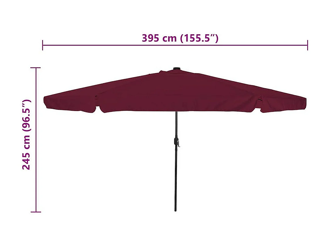 Parasol de jardin-Parasol d'extérieur Rouge et Noir 395 x 395 x 245 cm