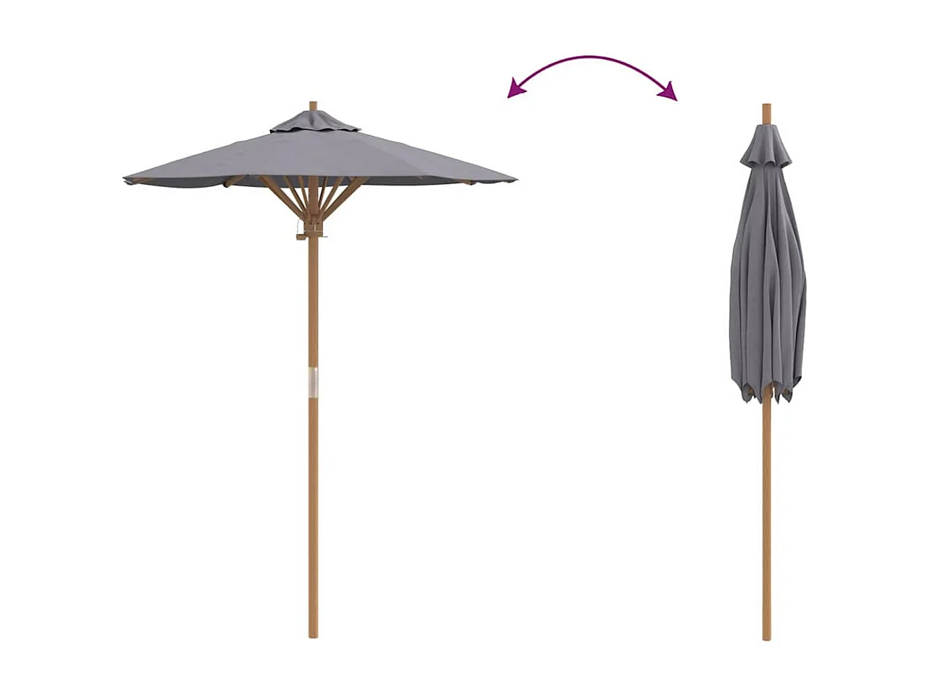 Parasol de jardin-Parasol d'extérieur Gris foncé 150 x 150 x 210 cm Bambou