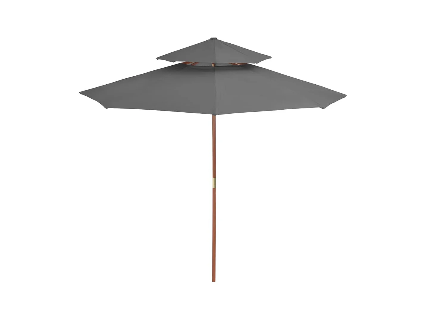 Parasol de jardin à deux étages avec mât en bois 270 cm anthracite