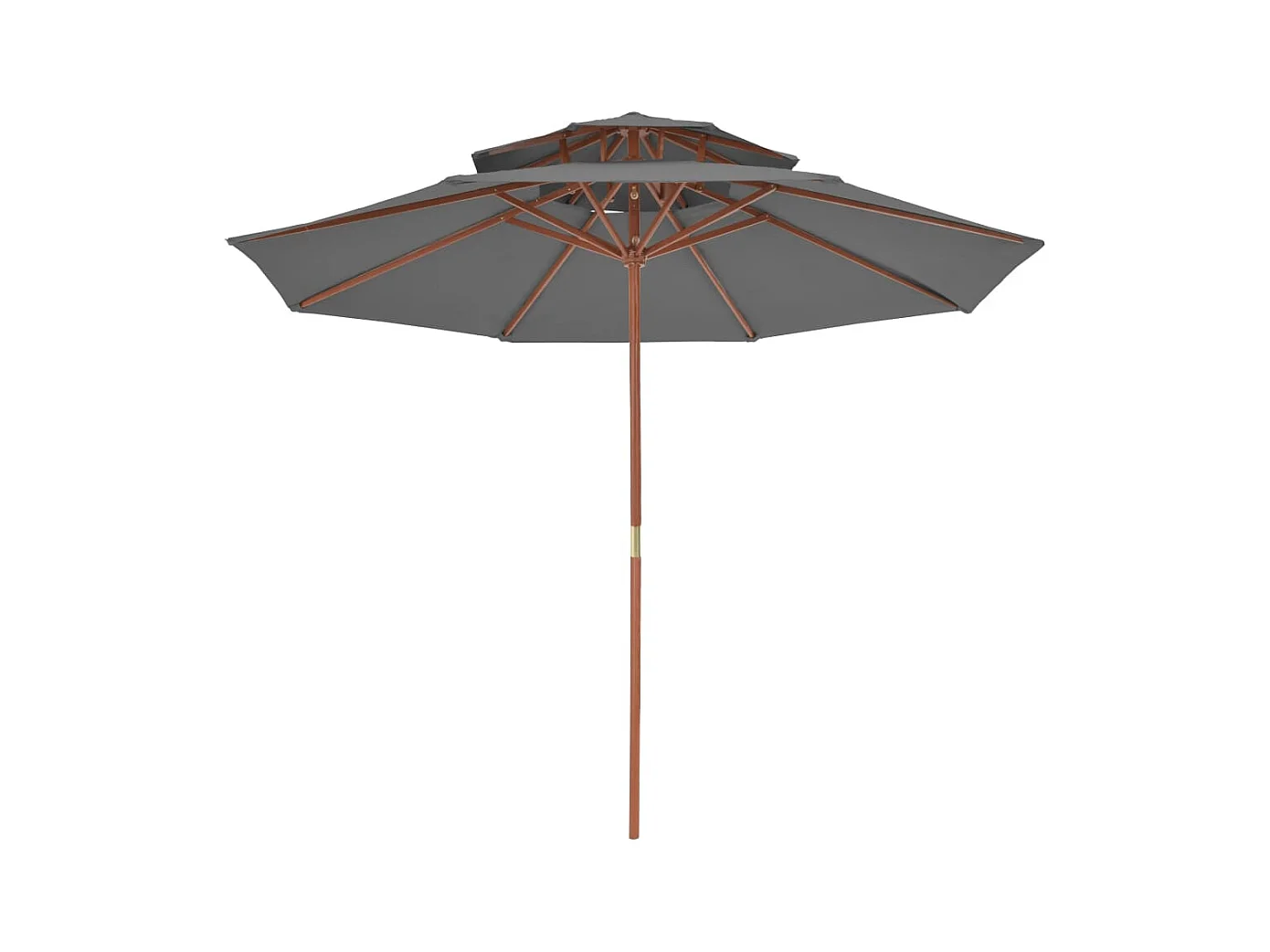 Parasol de jardin à deux étages avec mât en bois 270 cm anthracite