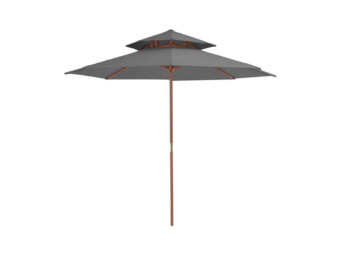 Parasol de jardin à deux étages avec mât en bois 270 cm anthracite