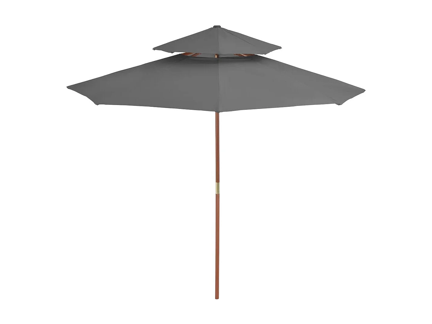 Parasol de jardin à deux étages avec mât en bois 270 cm anthracite
