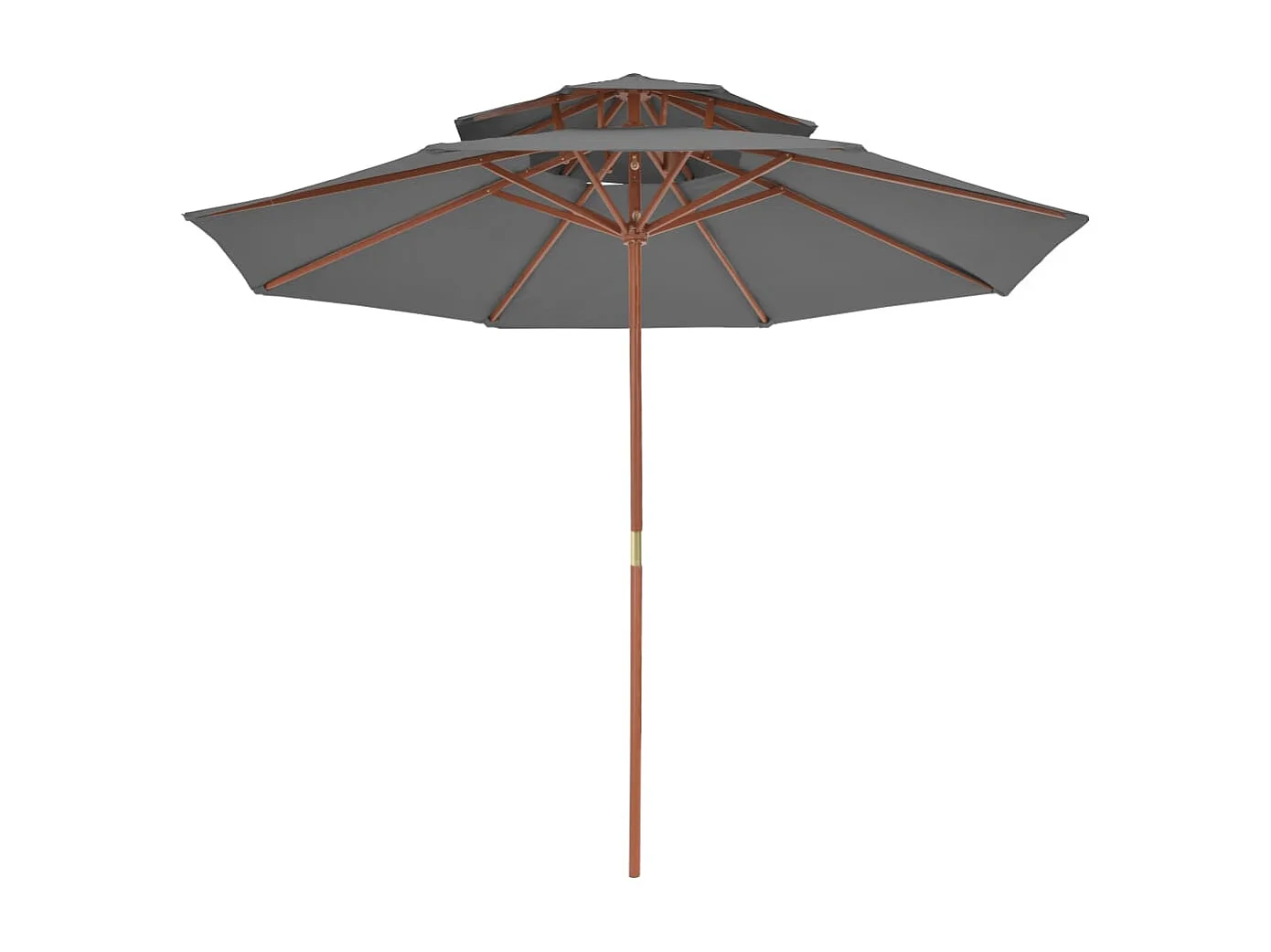 Parasol de jardin à deux étages avec mât en bois 270 cm anthracite