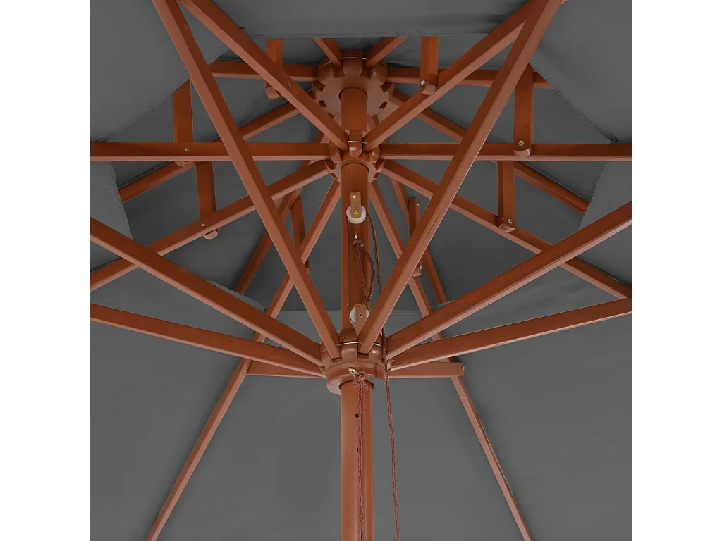 Parasol de jardin à deux étages avec mât en bois 270 cm anthracite