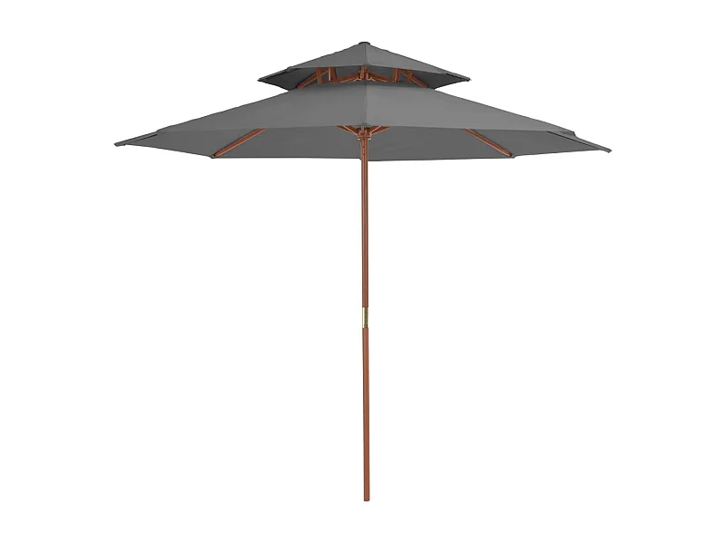 Parasol de jardin à deux étages avec mât en bois 270 cm anthracite