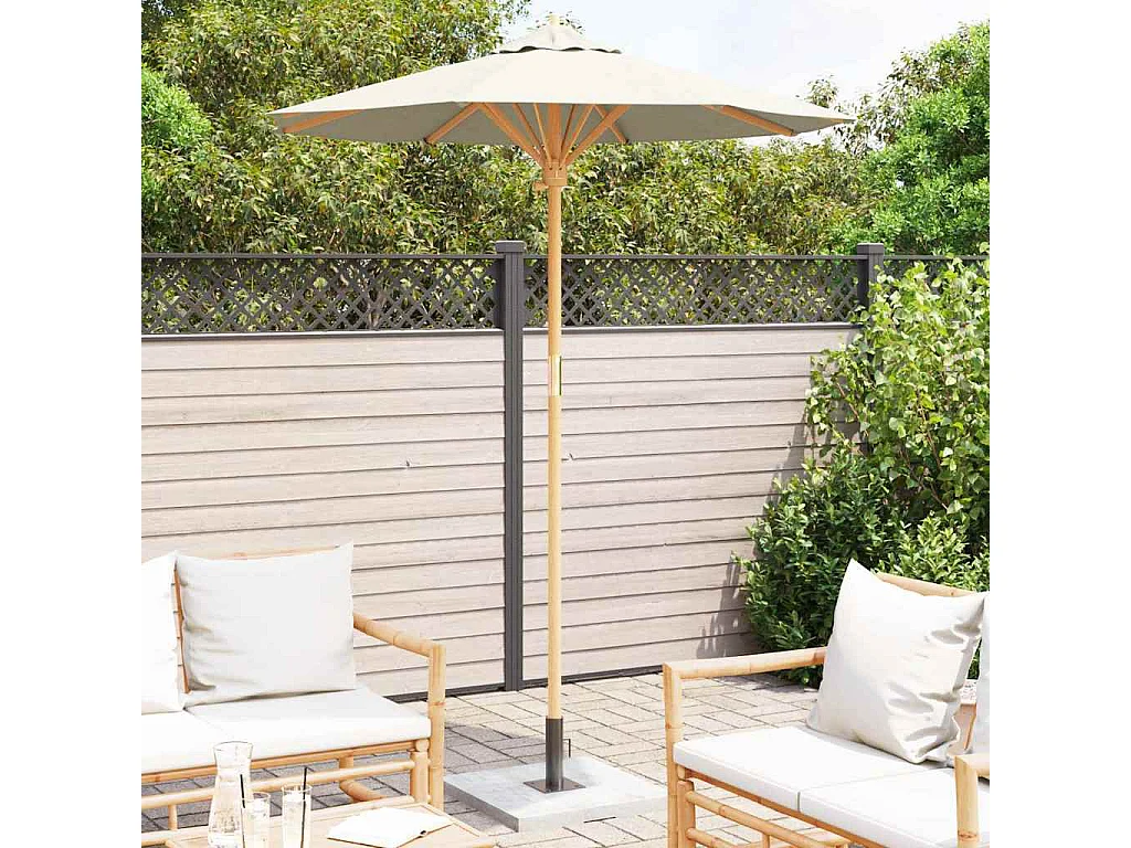 Parasol de jardin-Parasol d'extérieur Blanc crème 180 x 180 x 230 cm Bambou