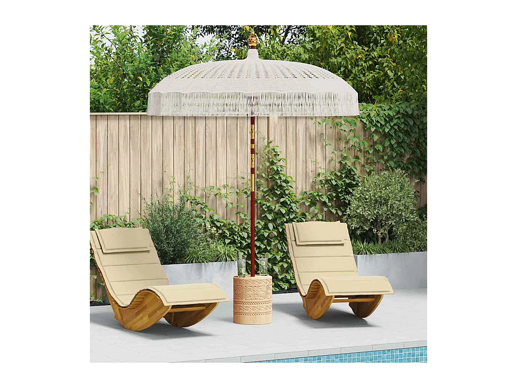 Parasol de jardin-Parasol Crème (185-195) x 250 cm Coton et bois massif