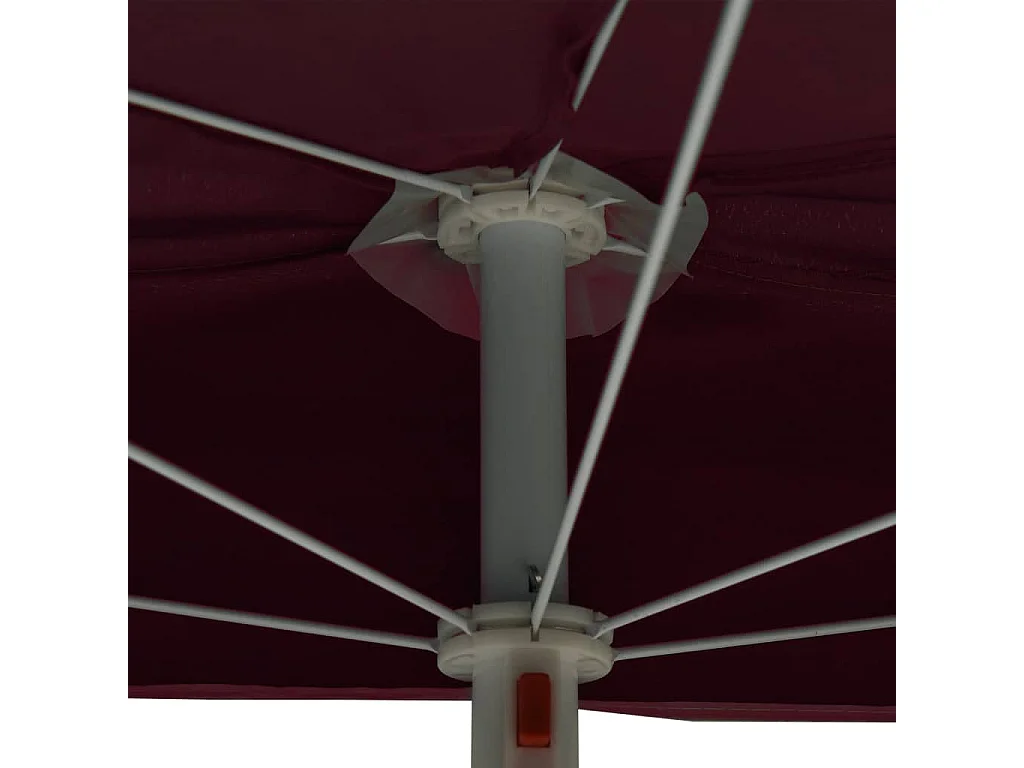 Demi-parasol de jardin avec mât 180x90 cm rouge bordeaux