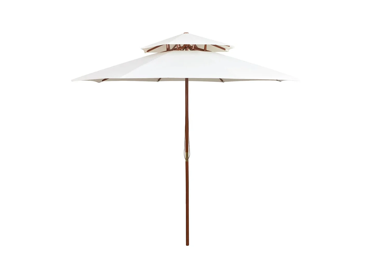 Parasol de jardin à deux étages avec poteau en bois blanc crème