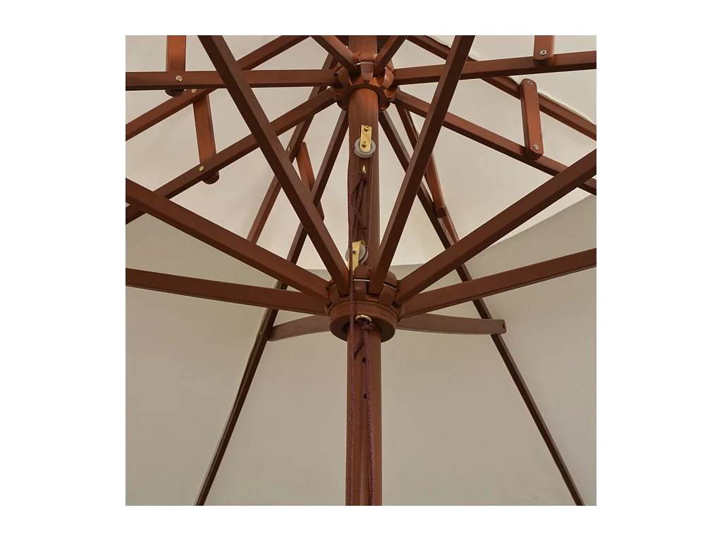 Parasol de jardin à deux étages avec poteau en bois blanc crème