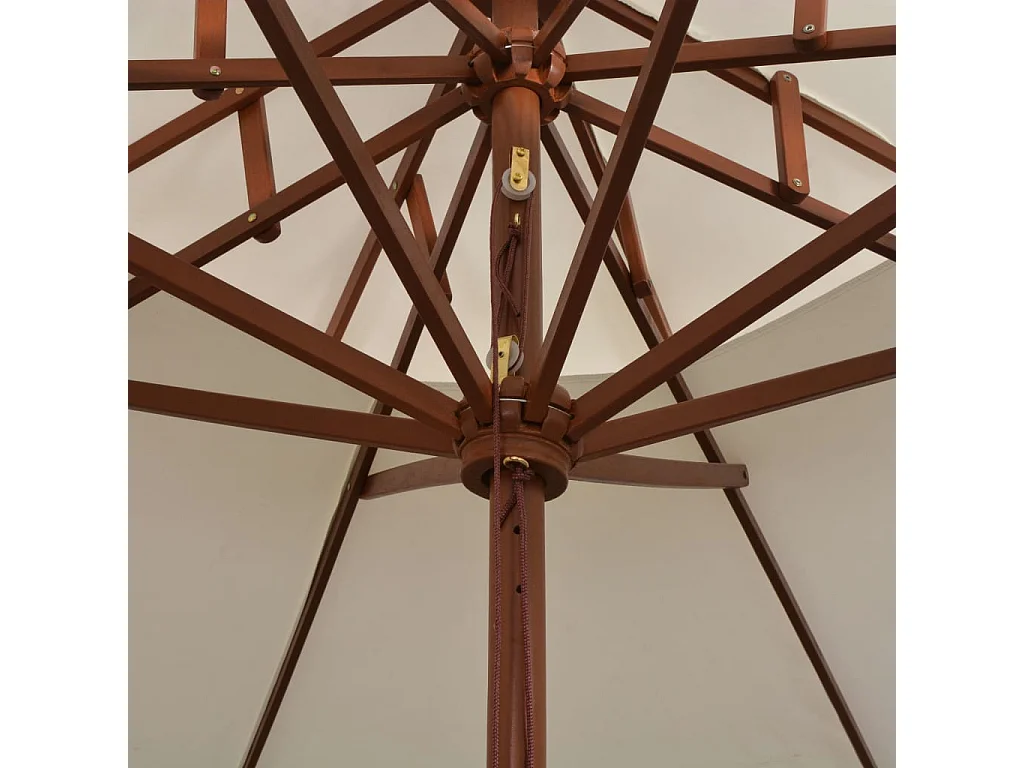 Parasol de jardin à deux étages avec poteau en bois blanc crème